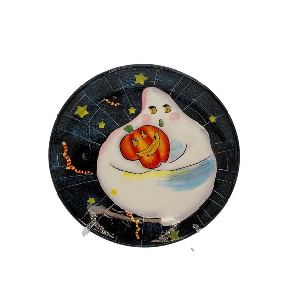 Certified International Halloween Ghost w/Pumpkin Halloween Plate by Susan Winge - Picture 1 of 2
